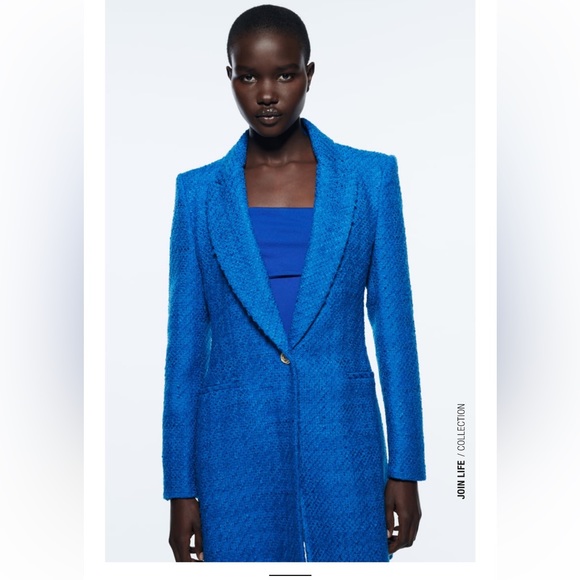 ZARA LONG STRUCTURED BLAZER BLUISH - Picture 3 of 9